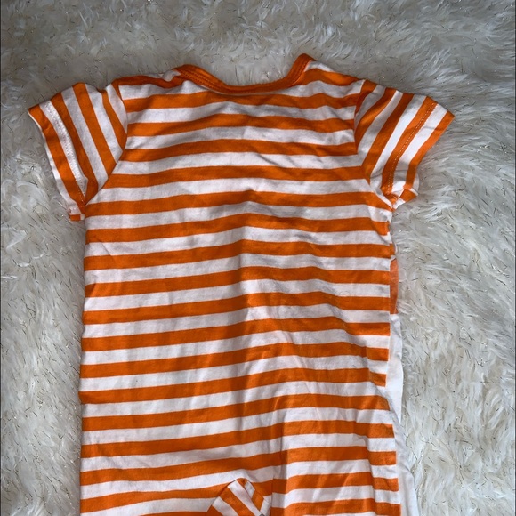 PatPat 100% Cotton Fox Stripe Print Short-sleeve Orange Baby Romper.Color:Orange - Picture 8 of 11